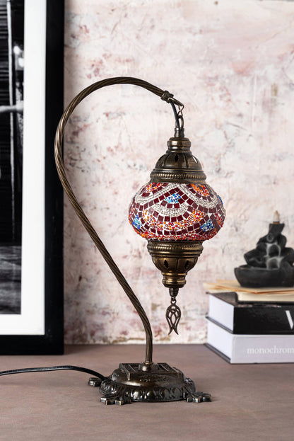 🌿 Handmade Swan Neck Mosaic Lamps Spring–Summer Bestseller: Ecru Snow Flakes