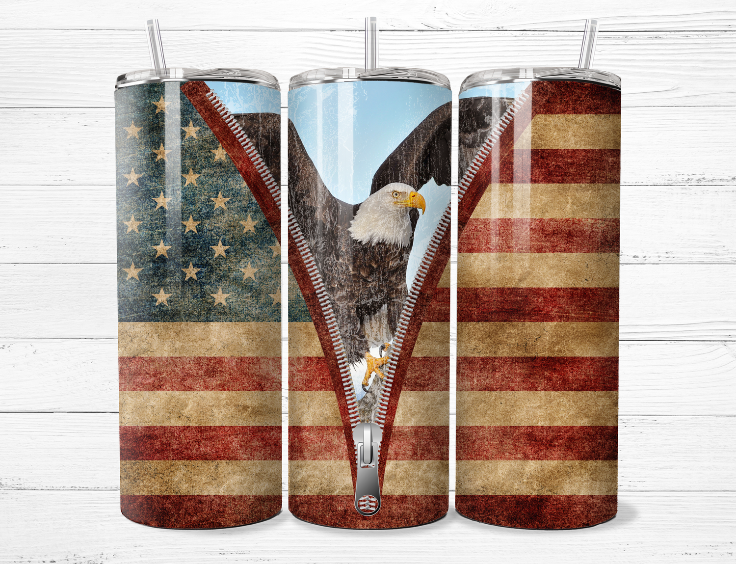 American Flag &amp; Eagle Tumbler