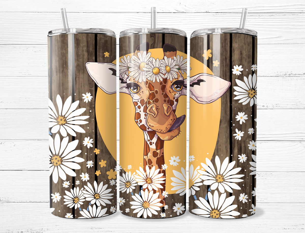 Giraffe and Daisies Tumbler