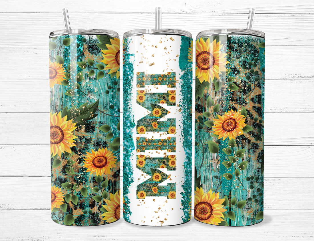 Mimi Teal Sunflowers Tumbler