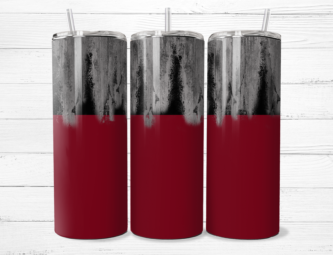 Black and Red Distressed Metal Tumbler