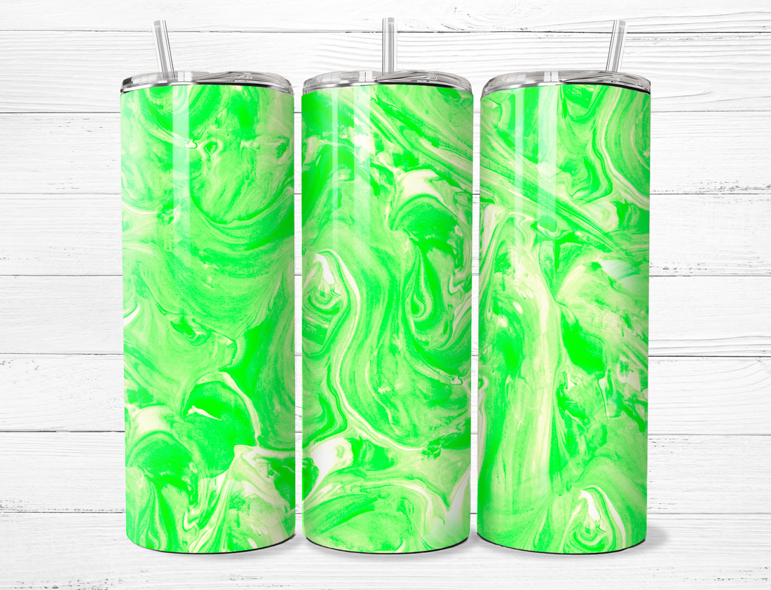 Neon Green Marble Tumbler