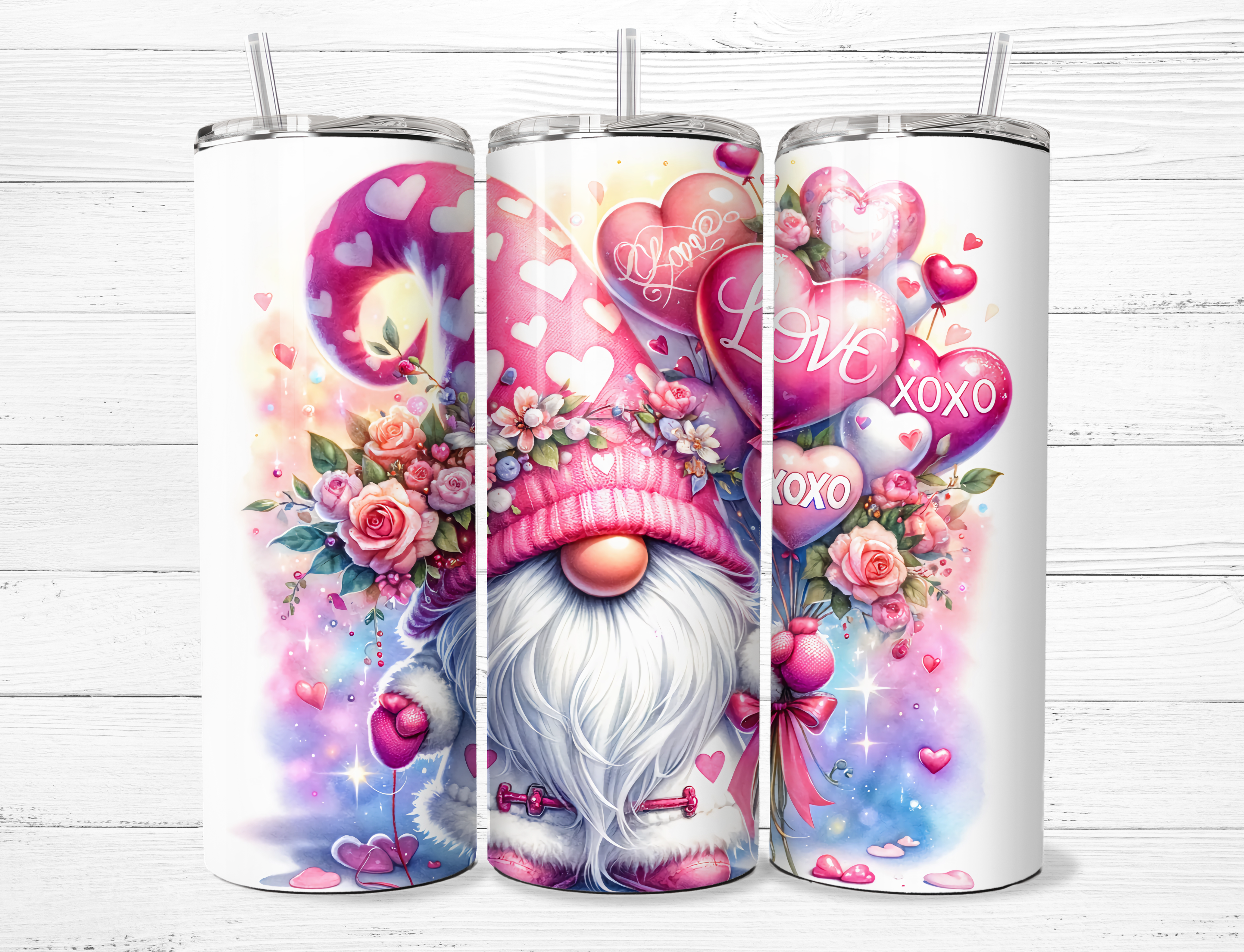 Pink Valentine Gnome Tumbler