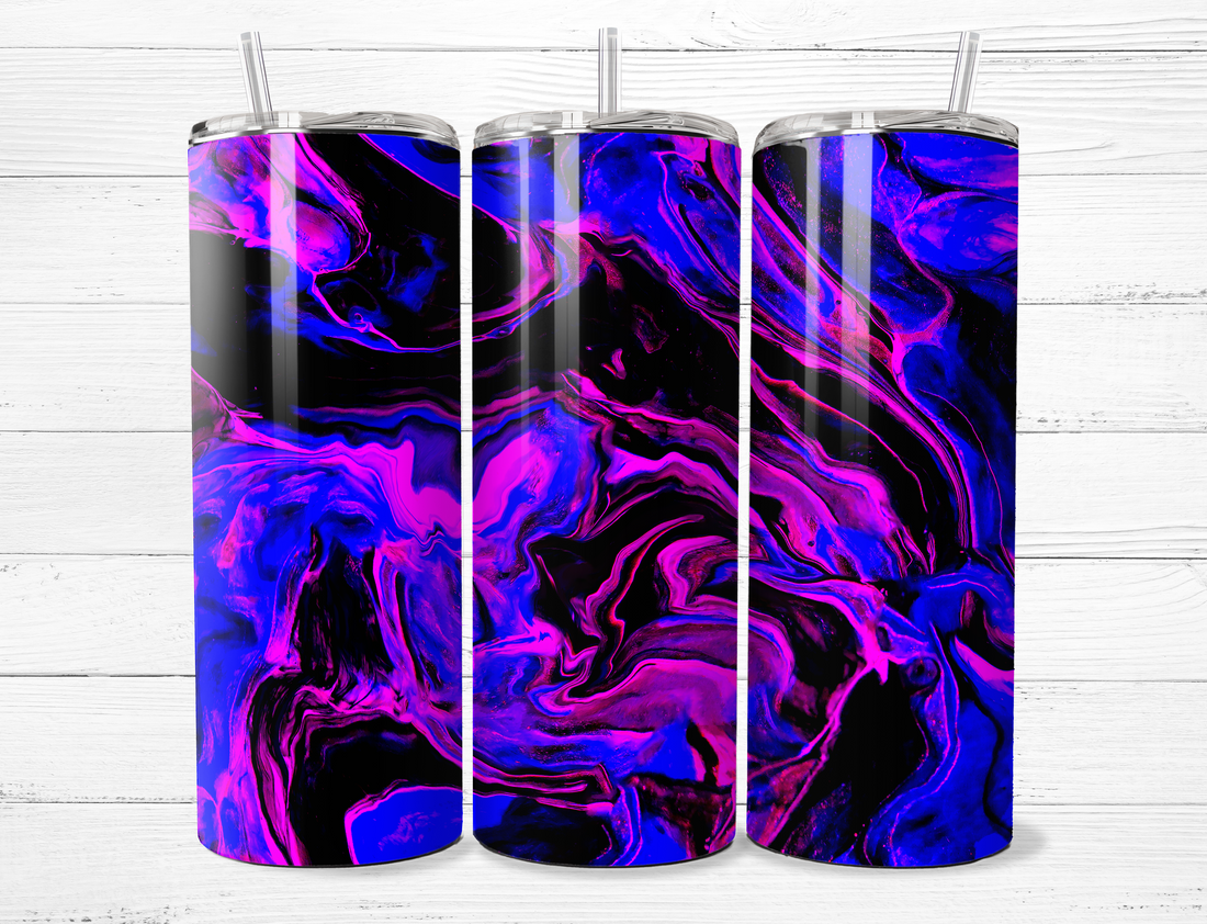 Black, Pink, Purple Paint Swirl Tumbler