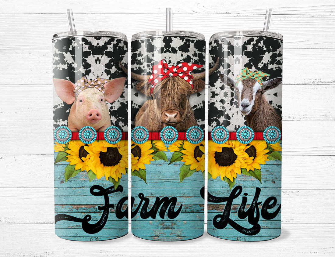 Farm Life, Animals and Sunflowers Tumbler