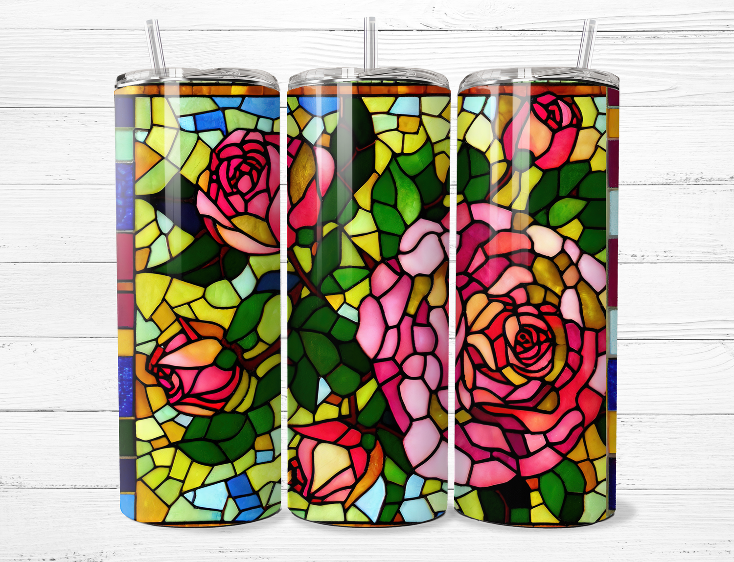 Stained Glass Roses Tumbler