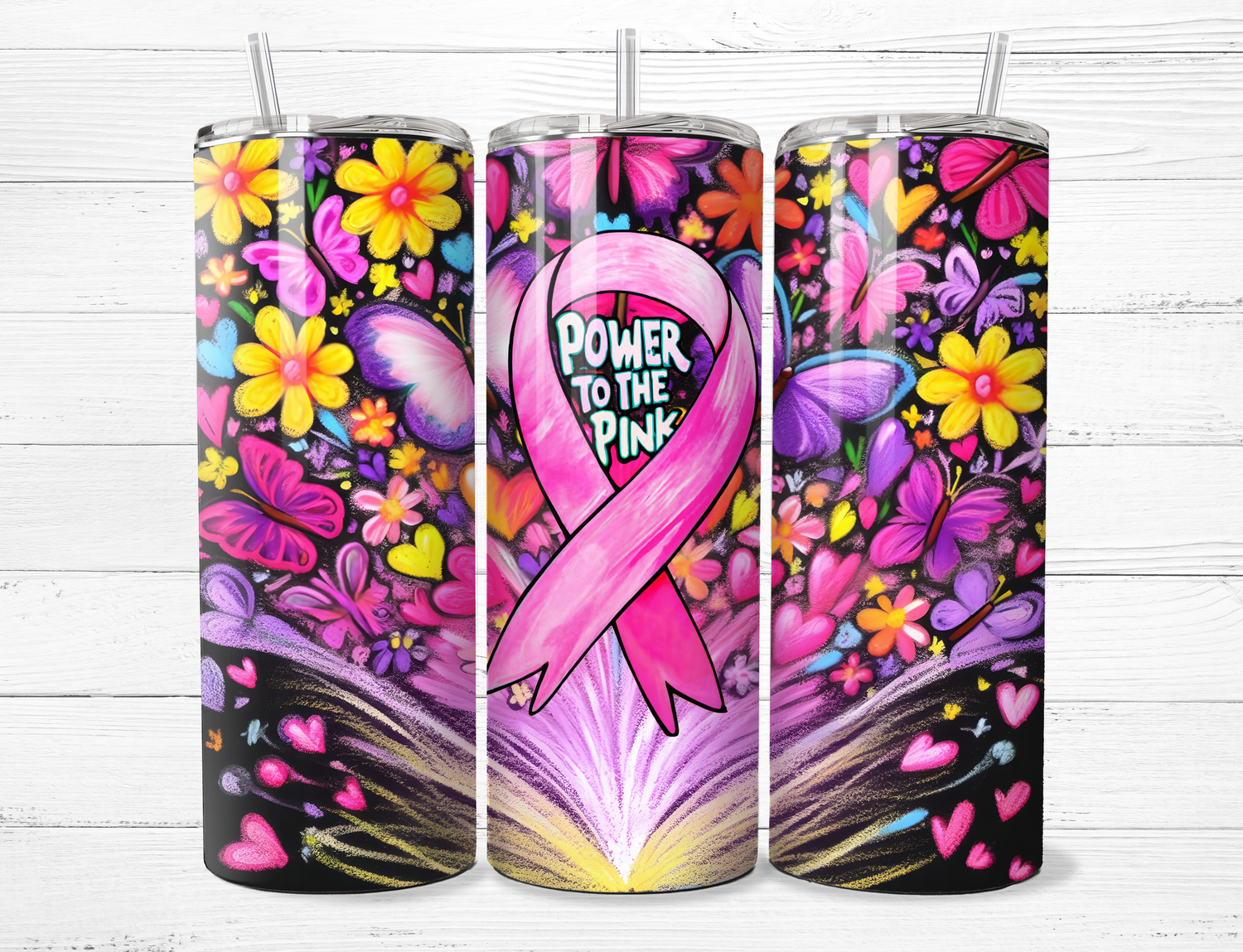 Power to the Pink Breast Cancer Tumbler