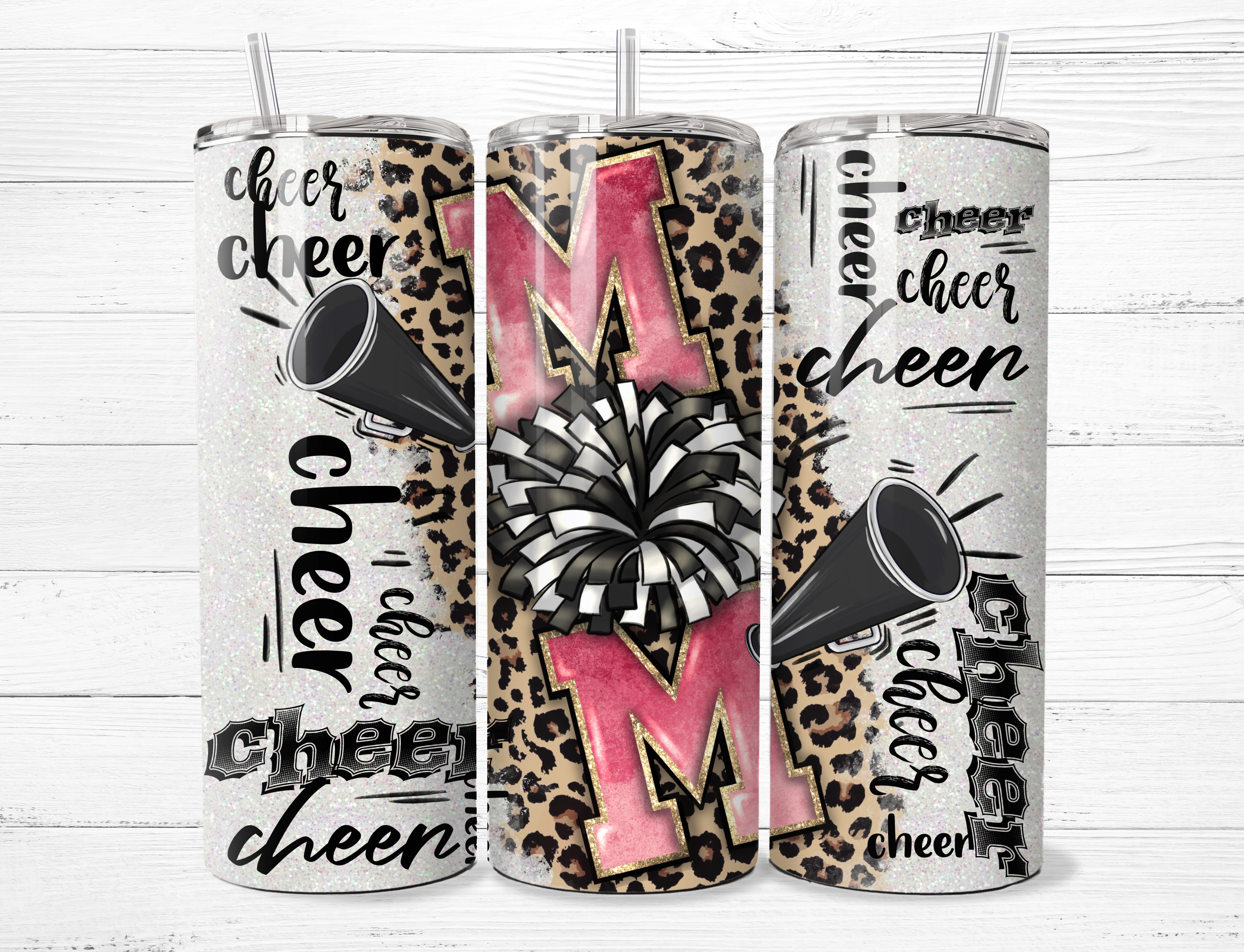 Cheer Mom, pink letters Tumbler
