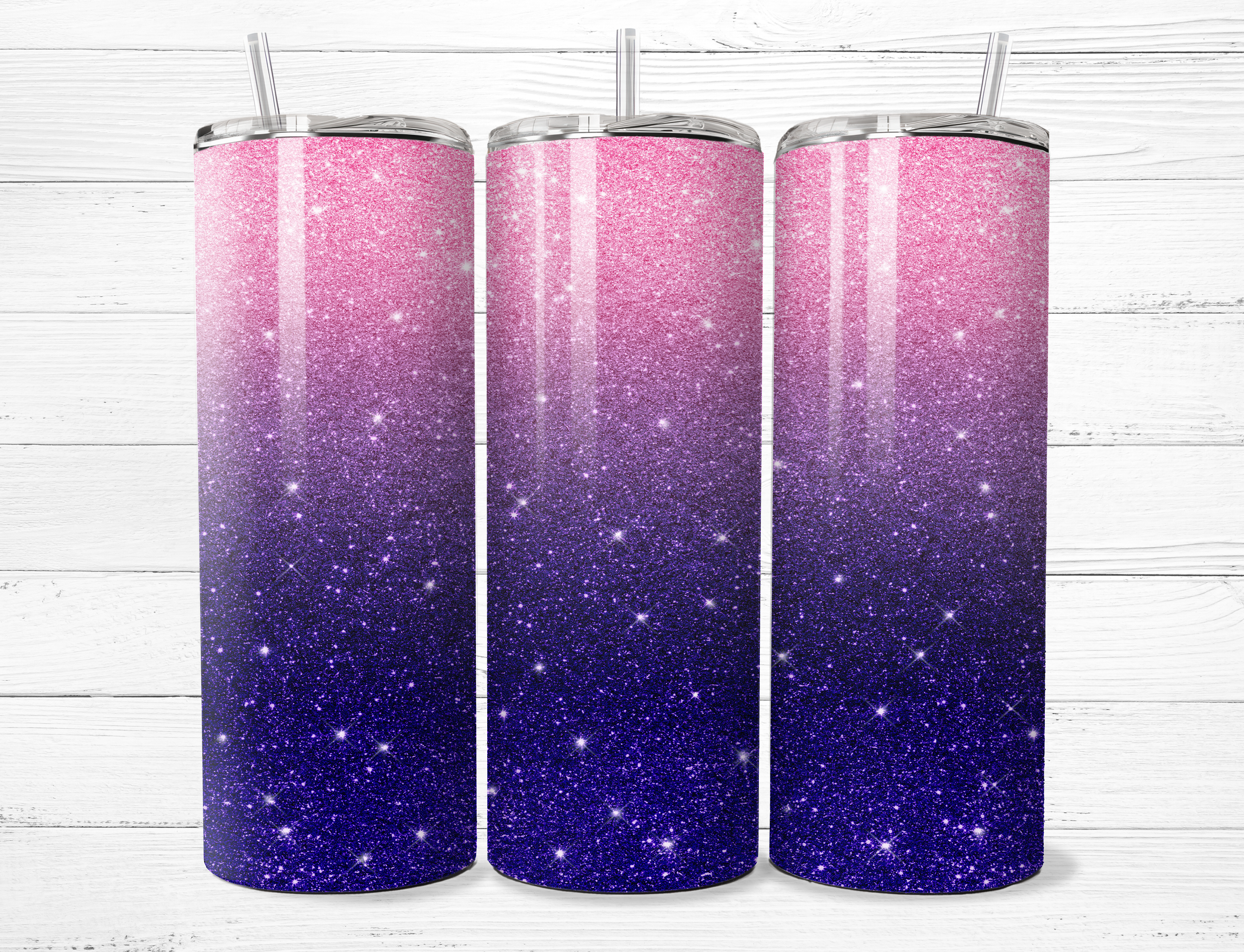 Pink to Purple Glitter Ombre Tumbler