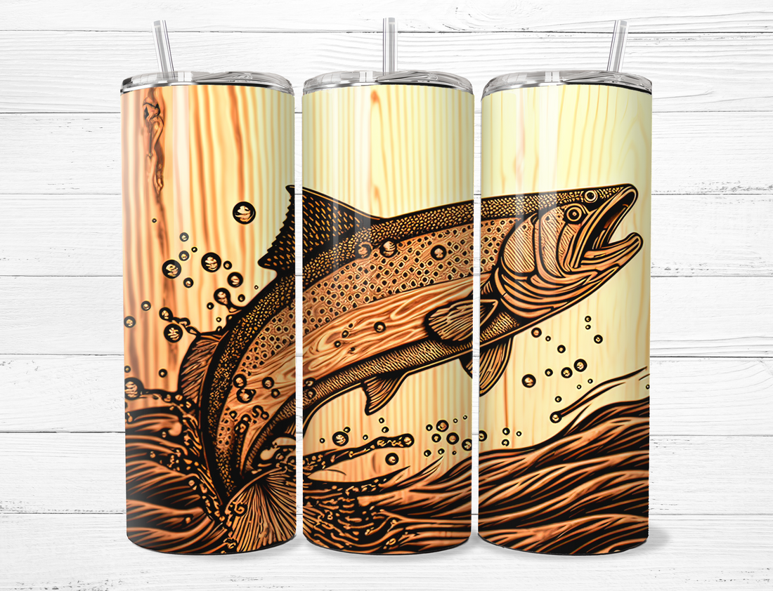 Wooden Trout Tumbler