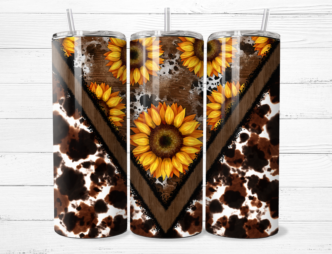 Cowhide &amp; Sunflowers Tumbler