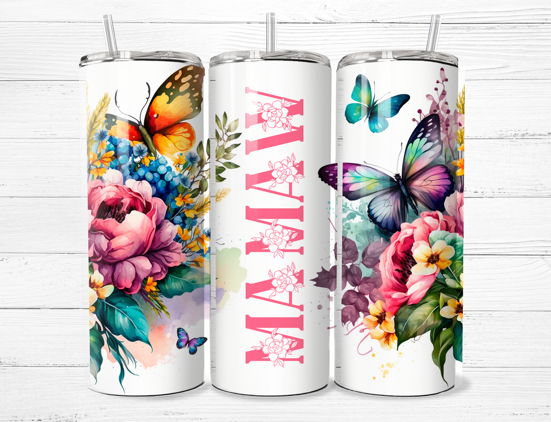 Mamaw Flowers &amp; Butterflies Tumbler