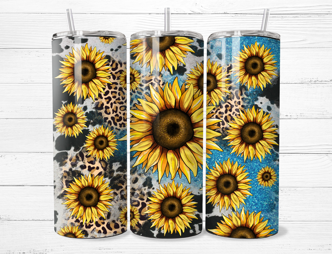 Sunflowers &amp; Cheetah Print Tumbler