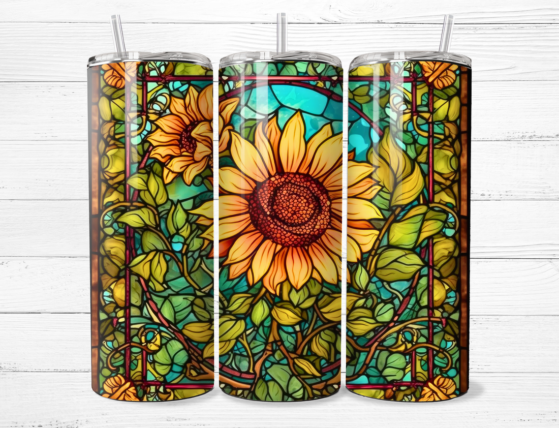 Stained Glass Sunflower Tumbler