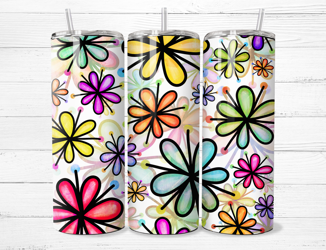 Multicolor Flowers Tumbler