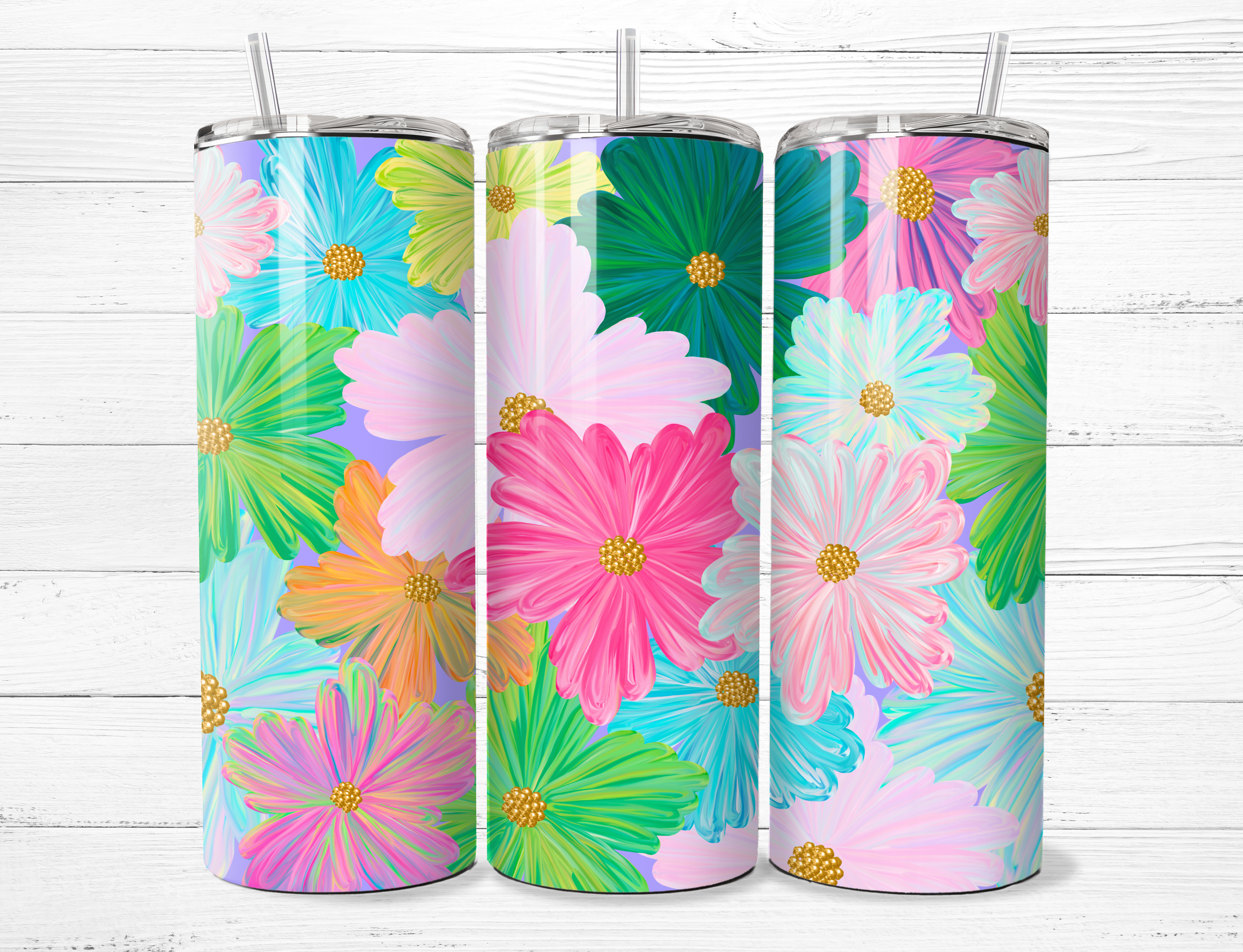 Multicolor Flower 2 Tumbler