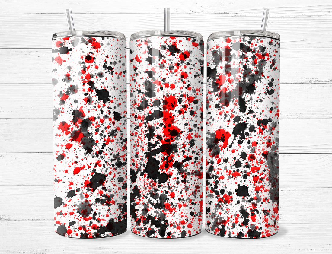 Black &amp; Red Paint Splatter Tumbler