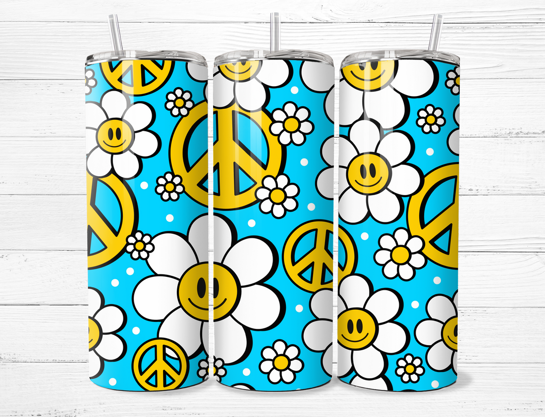 Peace &amp; Happy Daisies Tumbler