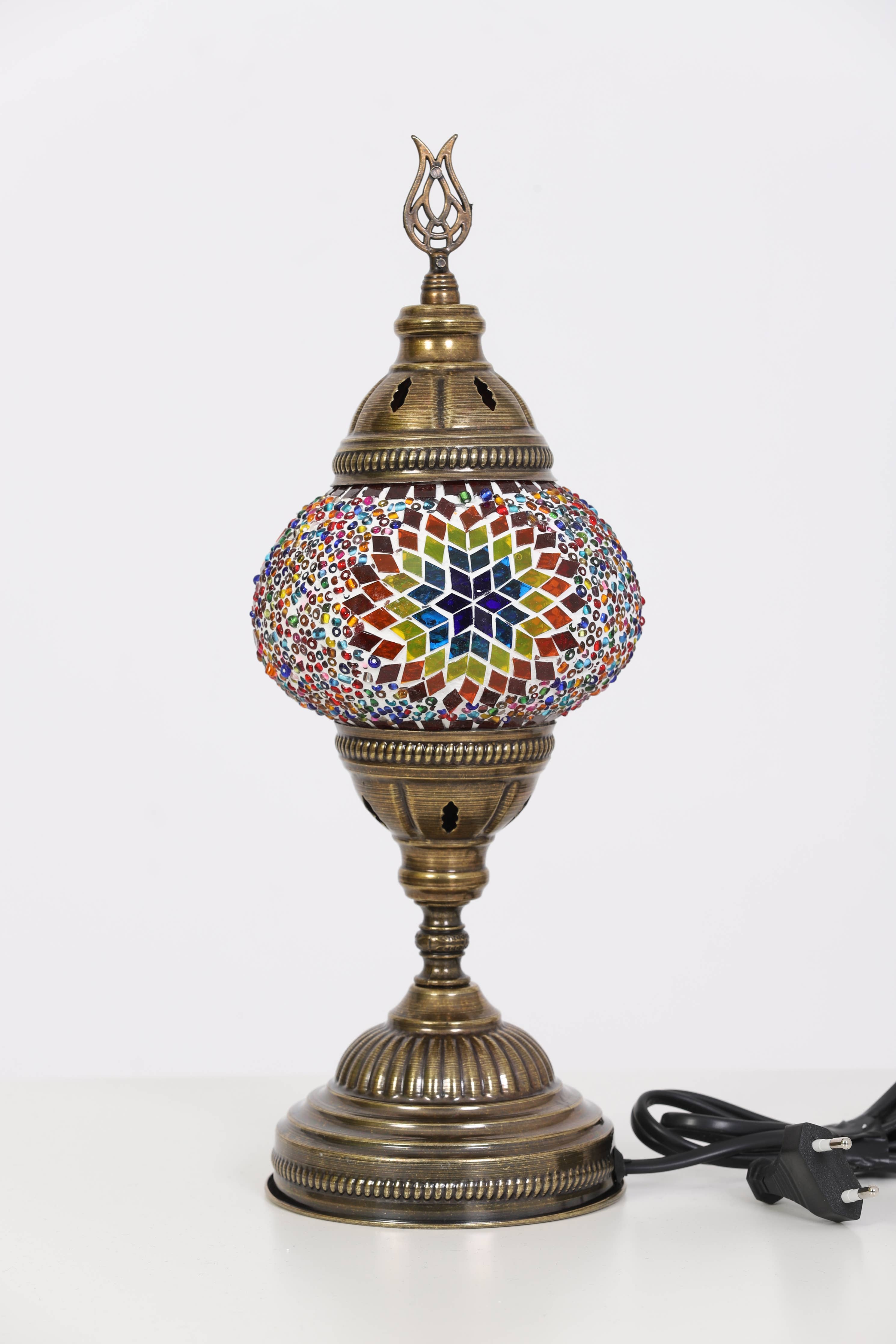 🌿 Handmade Turkish Mosaic Lamps | Spring–Summer Bestseller: Multicolor w/Red Waves