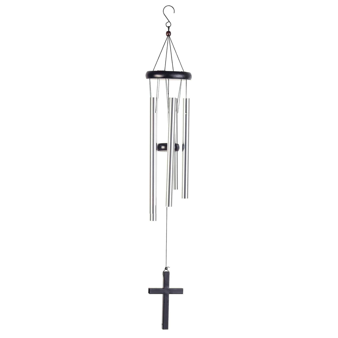 WINDCHIME BLACK METAL CROSS SAIL 35&quot;