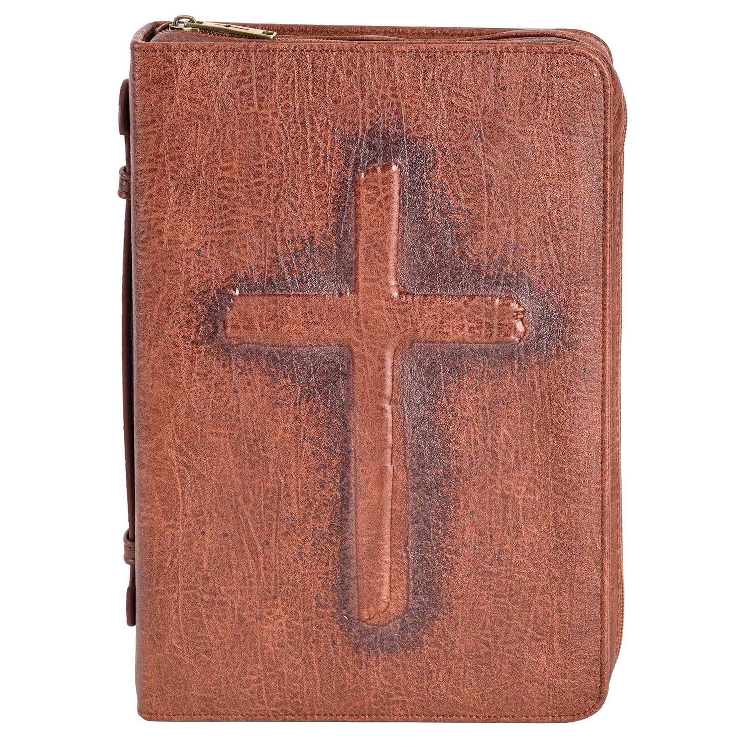 White Dove -Bible Cover Vintage Cross Brown XL