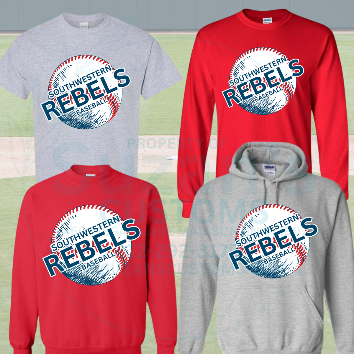 Southwestern Baseball - full color sketch (T-shirt or Long Sleeve)